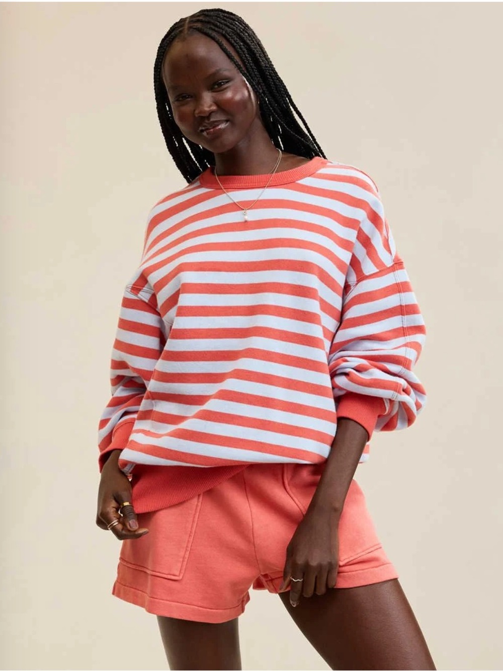 Aerie Go To Striped Crew Neck Sweatshirt